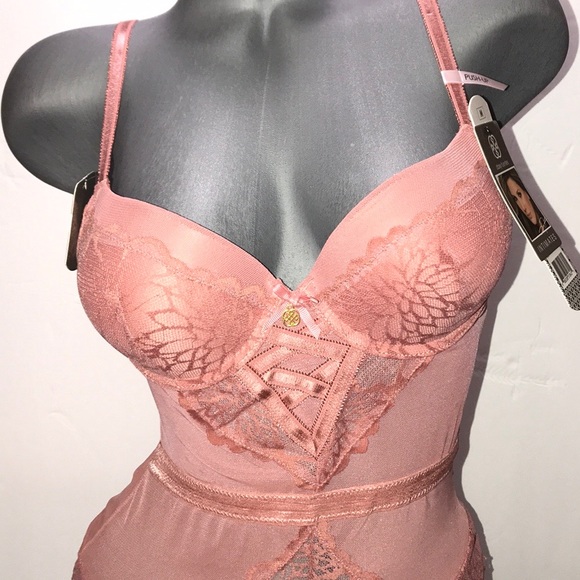 Daisy Fuentes Push Up Teddy Bodysuit Mesh & Lace.Size Medium. - Picture 4 of 15